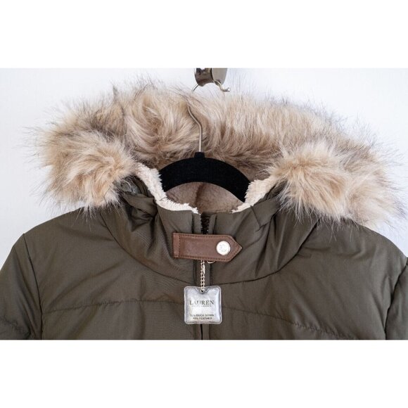 NWT Ralph Lauren Down Feather Faux Fur Hooded Parka Puffer Coat $330 - Size PM - Picture 4 of 7